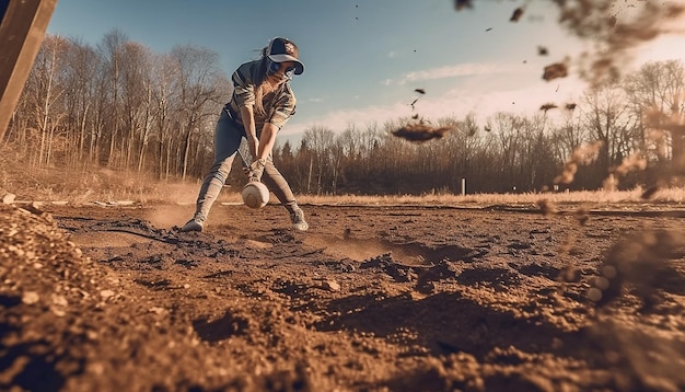 Gioco di softball sul campo photoshot Concetto di softball