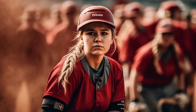 Gioco di softball sul campo photoshot Concetto di softball