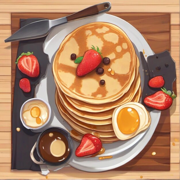gioco di un pancake in stile anime illustrato con fragola in cima