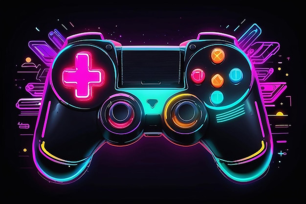 Gioco su Joypad in stile Neon Glitch