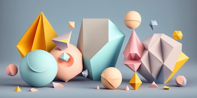 Giocose forme geometriche color pastello per un'estetica moderna