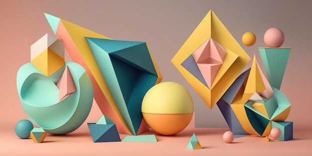 Giocose forme geometriche color pastello per un'estetica moderna