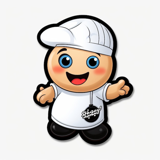 Giocoso Pillsbury Cartoonish Dough Boy con un cappello nero cool su adesivo trasparente