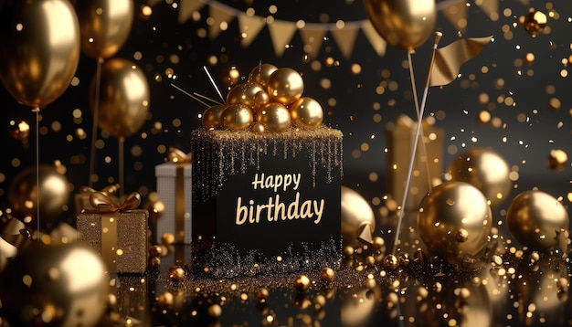 Gioia festiva una cordiale carta di auguri adornata con il testo felice compleanno che irradia allegria celebrativa e desideri caldi perfetta per esprimere amore e gioia in questa occasione speciale