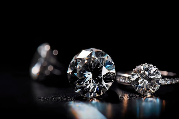 Gioielli Con Diamanti Su Sfondo Nero IA Generativa