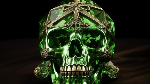 gioielli e cristalli di cranio verde
