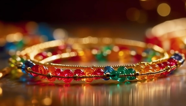 Gioielli lucenti colori vibranti Gemme preziose della cultura indiana generate dall'intelligenza artificiale