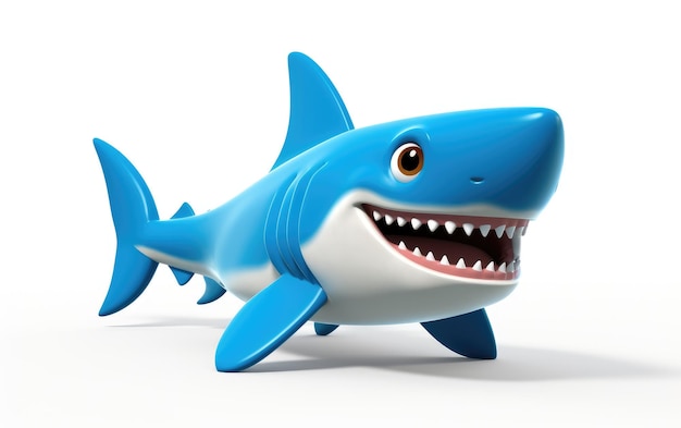 Gioioso giocattolo ripieno di squalo sorridente Sea Pal su una superficie bianca o trasparente PNG sfondo trasparente