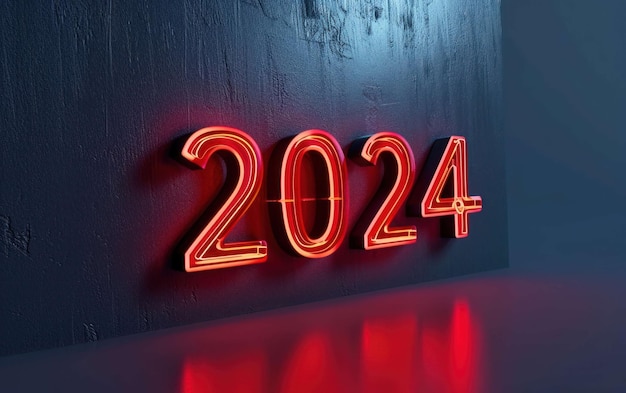 Gioioso testo 3D per il nuovo anno 2024