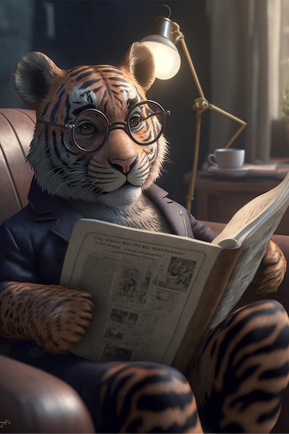 Giornale della lettura del carattere umanizzato della tigre