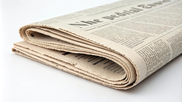 Giornale piegato su superficie di legno