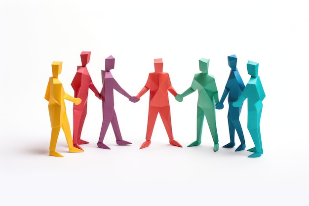 Giornata dell'amicizia un gruppo di persone di carta colorata che si abbracciano