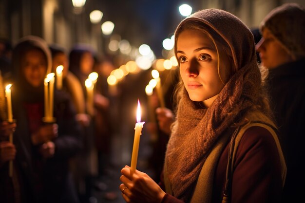 giornata di calendario di processione pacifica a lume di candela