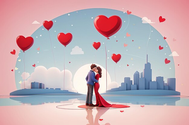 Giornata di San Valentino Coppia isolata sullo sfondo Illustrazione vettoriale Disegno grafico modificabile per il tuo design
