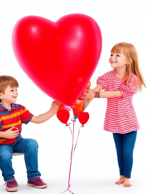 Giornata internazionale dei bambini in costume 20 novembre Bambini felici con l'immagine colorata del palloncino a cuore