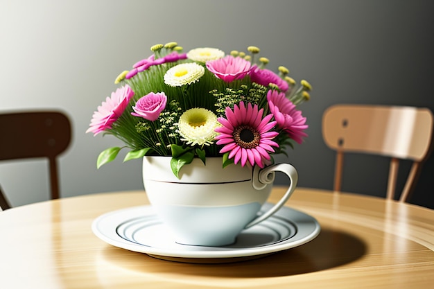 Giornata internazionale del caffè Delizioso caffè e bellissimi fiori romantico sfondo sfondo