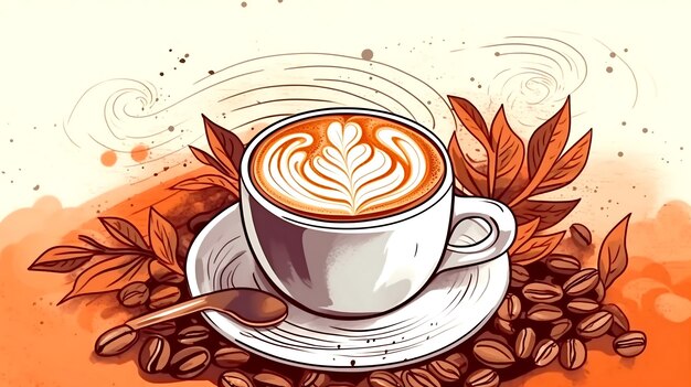 Giornata internazionale del caffè disegnata a mano