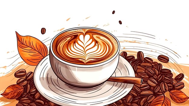 Giornata internazionale del caffè disegnata a mano