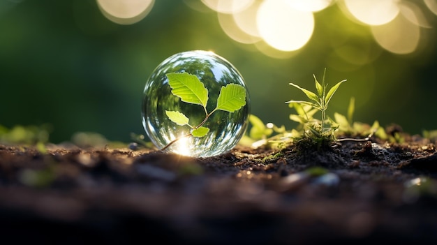 Giornata internazionale dell'educazione ambientale globo terra terra bambino acqua goccia foresta alberi ecologia pulizia pulizia e protezione dell'ambiente banner copia spazio sfondo