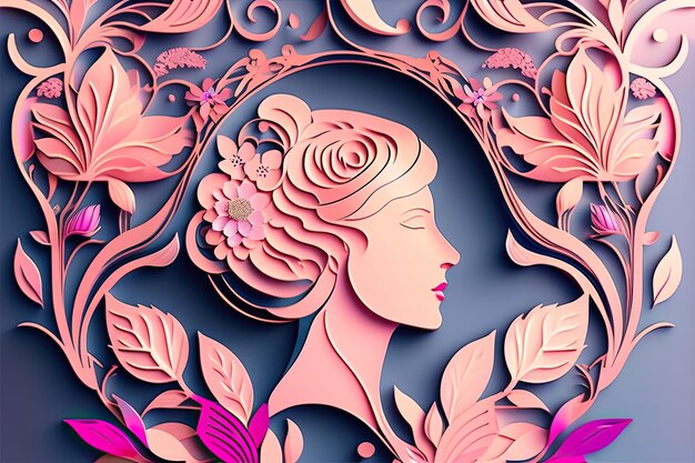 Giornata internazionale della donna Poster Sfondo rosa IA generativa