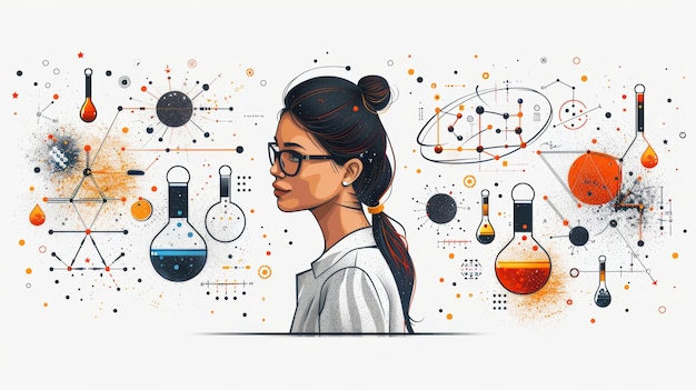 Giornata internazionale delle donne e delle ragazze nella scienza con un'illustrazione creativa di una fe