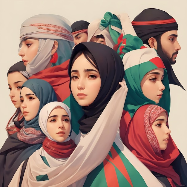 Giornata internazionale di solidarietà con il popolo palestinese Set Illustration Photo AI Genera immagini