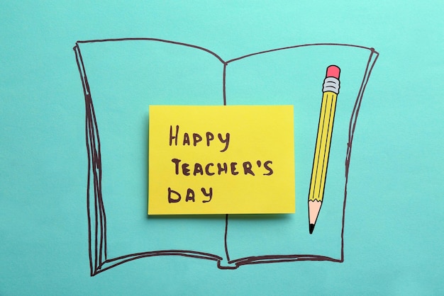 giornata mondiale degli insegnanti Carta con scritta HAPPY TEACHER39S DAY su sfondo colorato
