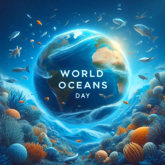 Giornata mondiale degli oceani post sui social media Celebrate World Oceans Day