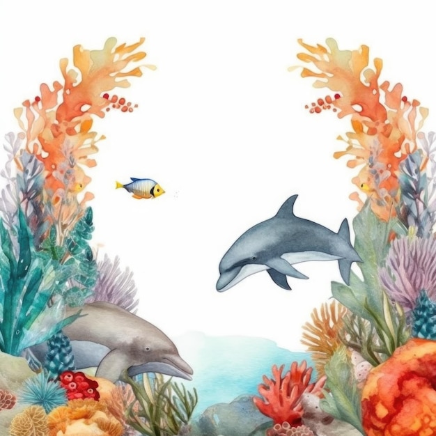 Giornata Mondiale degli Oceani watecolor sfondo Illustrazione AI GenerativexA