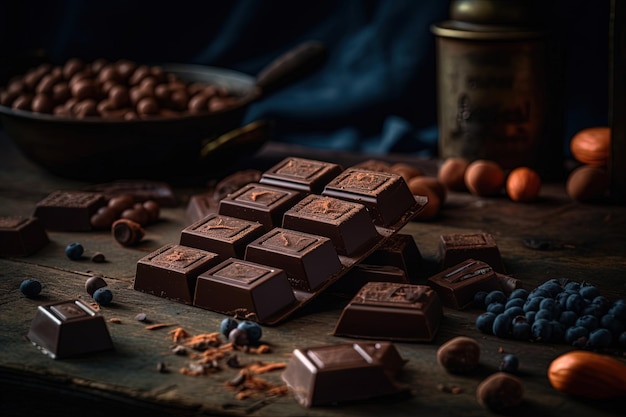 Giornata mondiale del cioccolato Giornata del cibo squisito regalare gustare e preparare il cioccolato Delizioso dessert al cioccolato un modo per mostrare il loro affetto per coloro a cui tengono Cibo dolce AI generativa