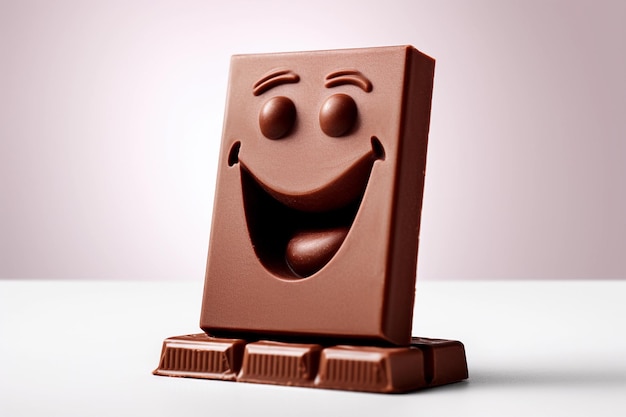 Giornata mondiale del cioccolato Una tavoletta di cioccolato con una faccina sorridente