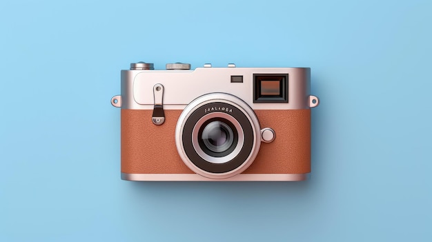 Giornata mondiale del fotografo Retro fotocamera su sfondo neutro Stampa su carta e tessuti Cartellini di auguri per le vacanze foto generative ai