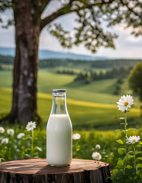 Giornata mondiale del latte Bottiglia per il latte sul tavolo di legno 4