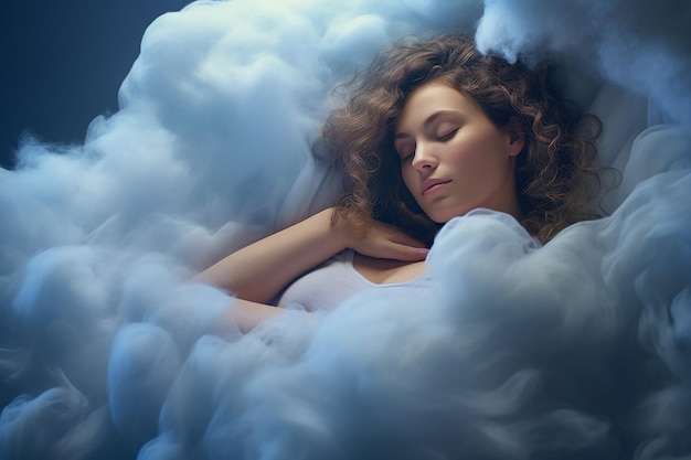 giornata mondiale del sonno donna che dorme nel letto con il suo sogno