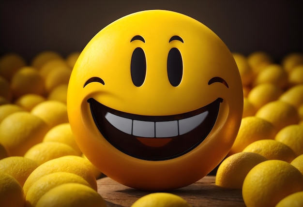 Giornata mondiale del sorriso faccia sorridente gialla emoji banner di sfondo con testo di spazio di copia