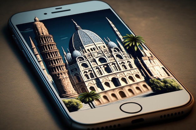 Giornata mondiale del turismo con app mobile Generative AI