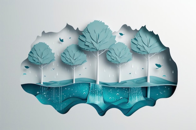 Giornata mondiale dell'acqua abbraccia la natura con alberi e acqua in armonia