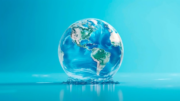 Giornata mondiale dell'acqua Globe Concept design per il pianeta terra fatto di acqua IA generativa