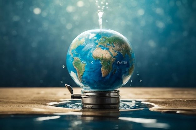 Giornata mondiale dell'acqua Pianeta Terra con l'acqua intorno