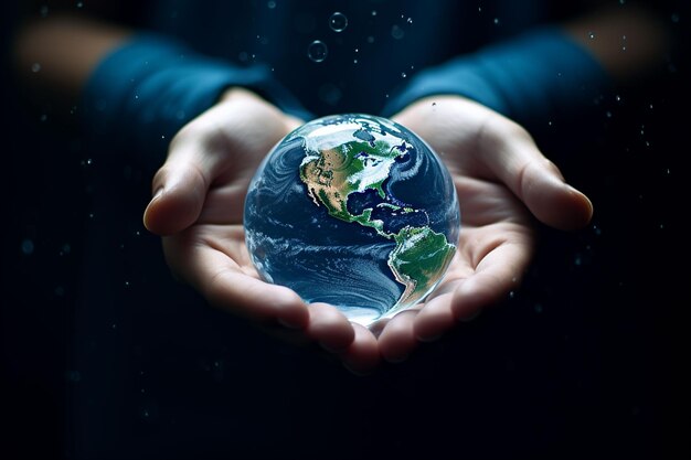 Giornata mondiale dell'acqua terra goccia nelle mani
