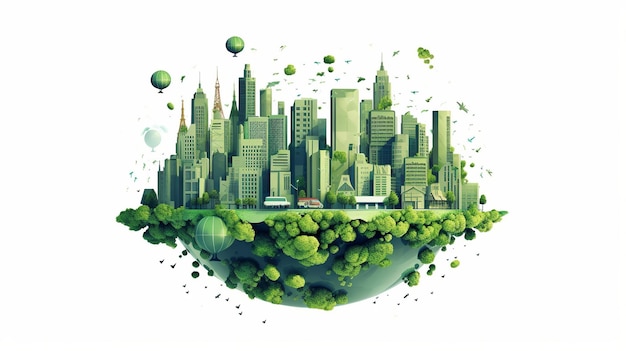 Giornata mondiale dell'ambiente città verde sulla terra globo giorno della terra città verde