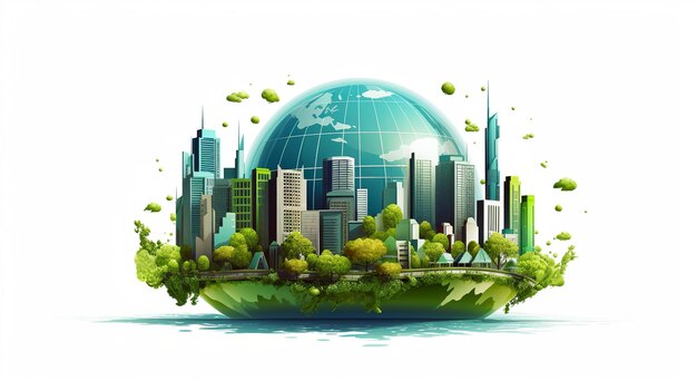 Giornata mondiale dell'ambiente città verde sulla terra globo giorno della terra città verde