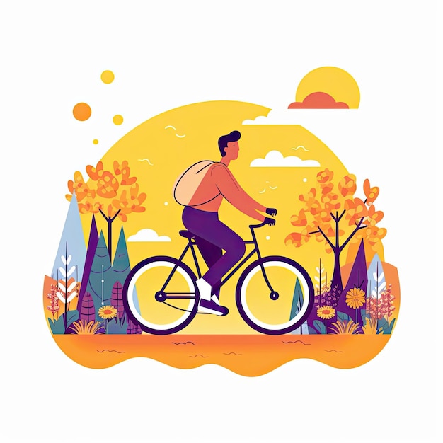 Giornata mondiale della bicicletta illustrazione piatta disegnata a mano illustrazione concettuale illustrazione piatta arte vettoriale icona piatta AI generata