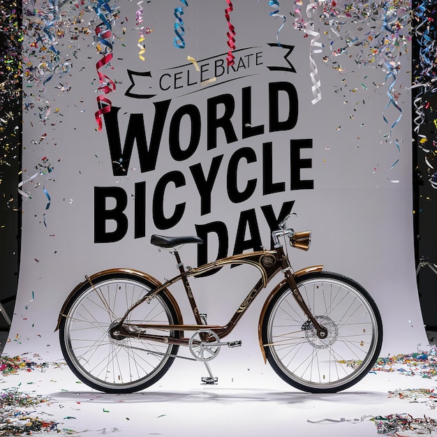 Giornata mondiale della bicicletta isolata sullo sfondo