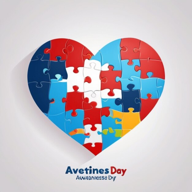 Giornata mondiale della consapevolezza dell'autismo sfondo vettoriale quadrato con puzzle Love Heart