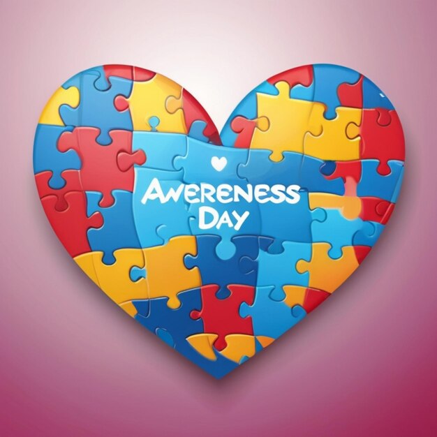 Giornata mondiale della consapevolezza dell'autismo sfondo vettoriale quadrato con puzzle Love Heart