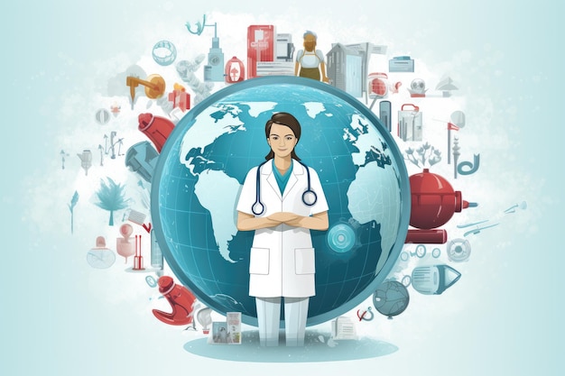 Giornata mondiale della salute essenza della salute benessere medici infermieri stili di vita sani attrezzature mediche generate con AI