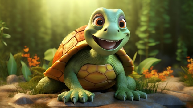 Giornata mondiale delle tartarughe 23 maggio in stile cartone animato 3D AI generativa