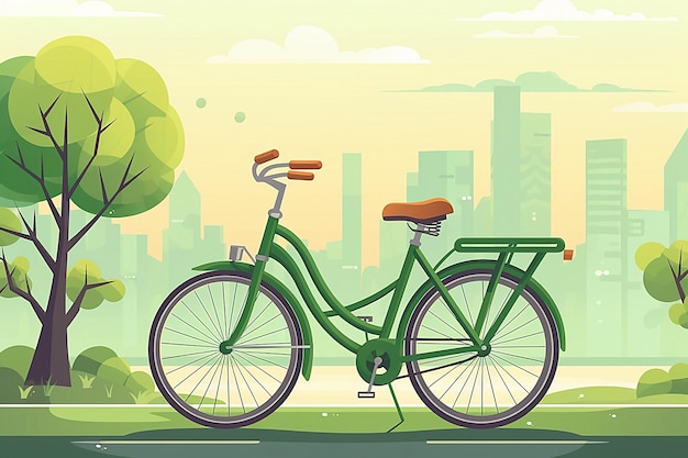 Giornata mondiale senza auto piatta Giornata mondiale della bicicletta Cartoon flat style AI generativo