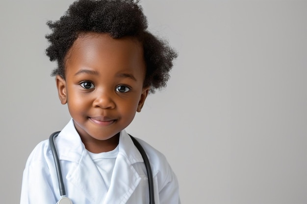 Giornata nazionale dei medici Bambino nero Dottore in cappotto bianco